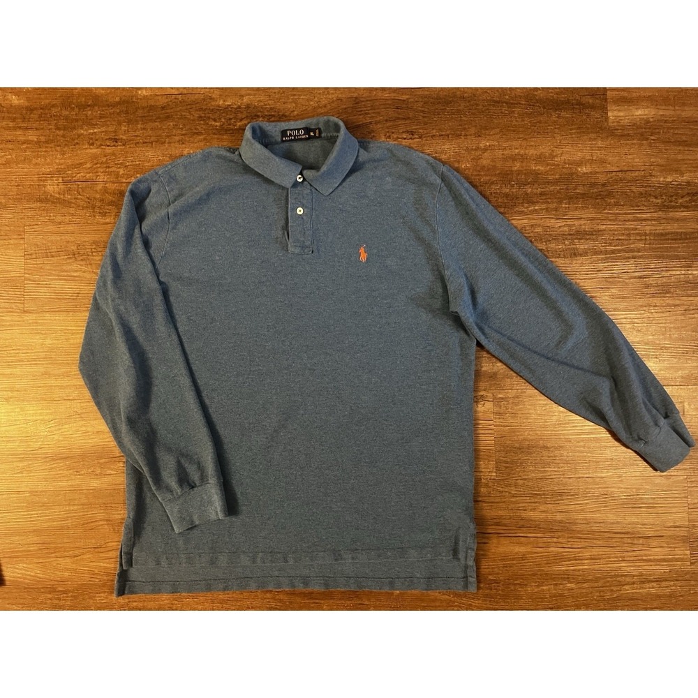Polo Ralph Lauren Aqua Blue Long Sleeve Polo‎ Shirt X-Large C26